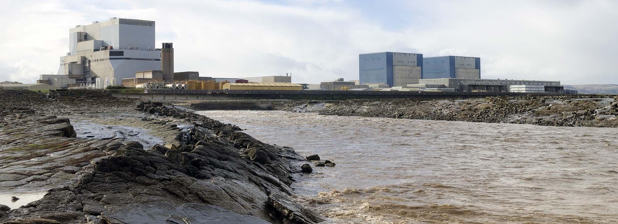 View of a nuclear plant by the sea