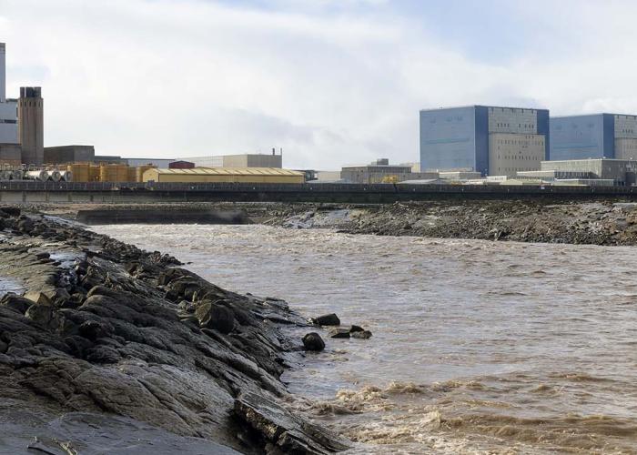 View of a nuclear plant by the sea