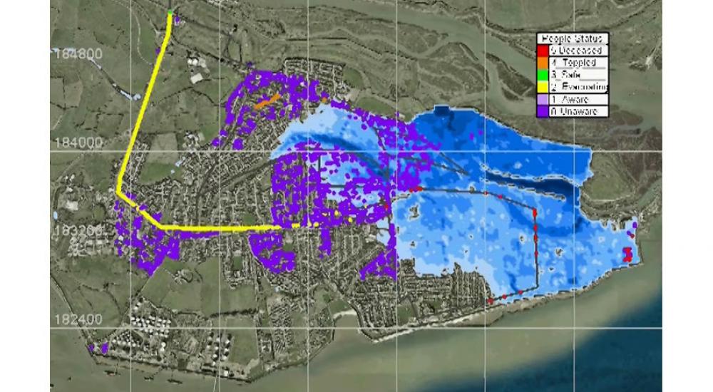 Life Safety Model - Screenshot showing the potential fatalities and evacuation routes